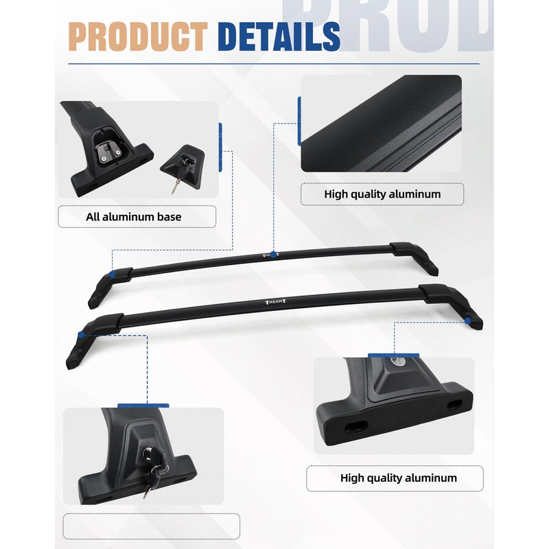 AUXPACBO 265lbs Lockable Heavy Duty Roof Rack Cross Bar for