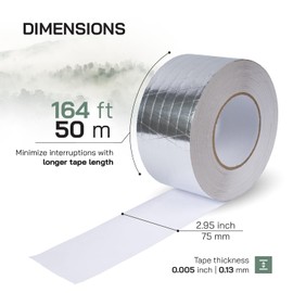 Vent Systems 3" Inch x 164 Ft Aluminum Foil Tape with Mesh - Strong Metal Adhesive for Pipe Insulation, Low/High Temp HVAC Vent Hose and Dryer Heavy-Duty Ductwork - Waterproof Leak Repair Duct Tape