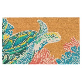 Liora Manne Natura Door Mat Novelty Designs - Durable Natural Coir & Vinyl Back, Long Lasting Color, Foyers, Porches, Patios & Decks, Sea Turtle, 2' x 3'