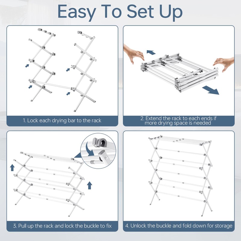 APEXCHASER Drying Rack Clothing - 3 Tier Metal Clothes Drying