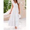 MASCOMODA Womens Summer Maxi Dress Casual V Neck Cap Sleeve