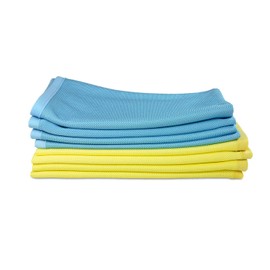 YouniClean 8 x Glass Polishing Cloth Catering Microfibre Glasses Polishing Cloth Absorbent Streak-Free Lint-Free for Perfect Shine Including Polishing Tips (8 Pieces 40 x 40 cm Blue/Yellow)