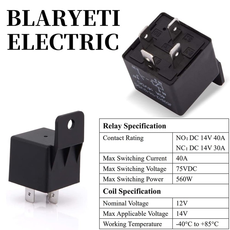JD1912 Automotive Relay 4-Pin 40A 12V SPST Car Truck Van