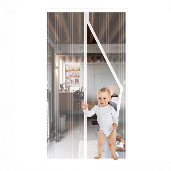 QNLONG White Screen Door, 32x96 Inch, Mesh, Modern Style, No