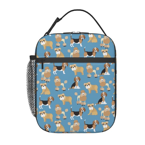 Oplp Cute Dog Pets Lunch Bag Poodle Bulldog and Beagle