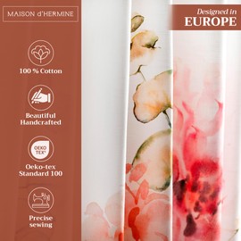 Maison d' Hermine Curtains for Living Room 100% Cotton 108 inch Length One Panel Light Filtering Curtains for Bedroom Windows with Rod and Loop Pockets Drapes (Floral White, 50" W x 108" L)