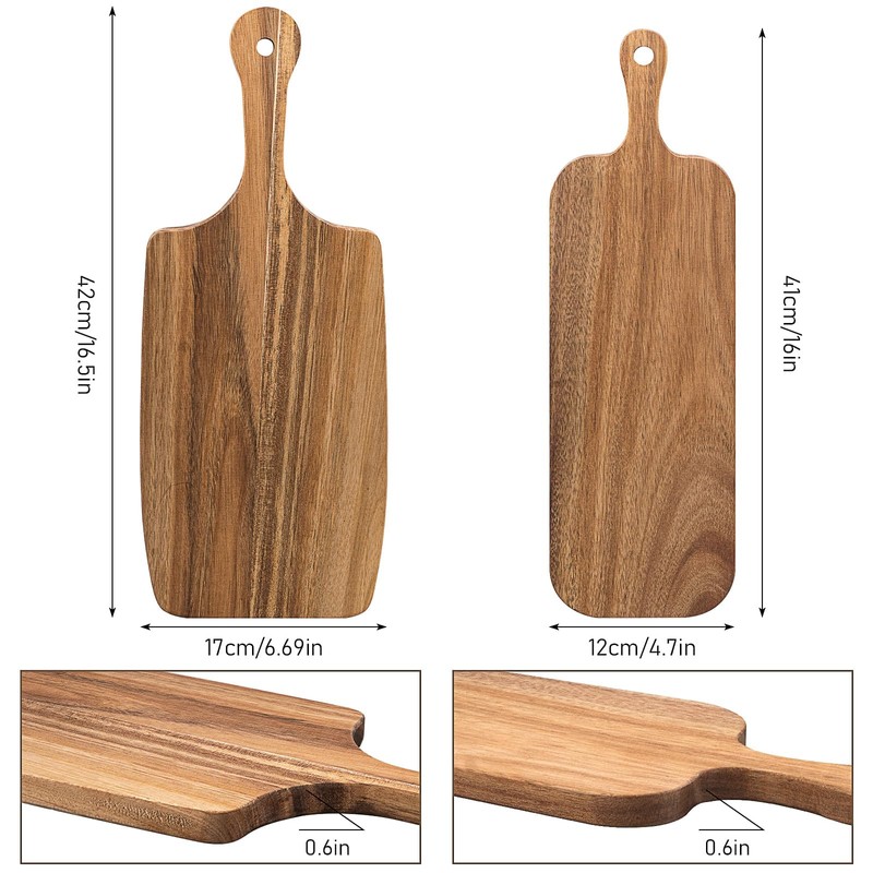 3 Set of Acacia Wood Cutting Boards with Handle, Wooden