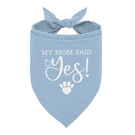 My Mom Said Yes Dog Bandanas, Baby Blue Dog Bandana, Pet Engagement Wedding Bandana, Gift for Dogs Lover, Pet Bandanas for Small Medium Large Dogs (M)