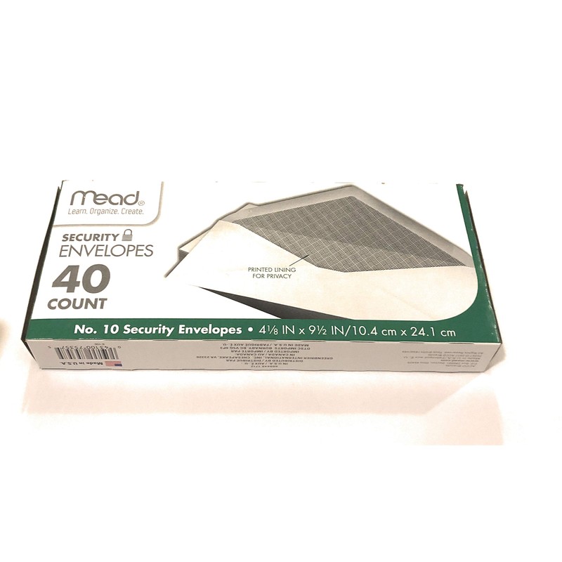 Mead #10 envelopes, security, 4 1/8 in x 9 1/2