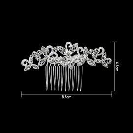 Lotsdonxia Bridal Diamond Hair Comb Clip - Stylish Flower Design Sparkling Wedding Accessories Alloy Rhinestone Hair Comb for Women (11.5cm X 7cm)