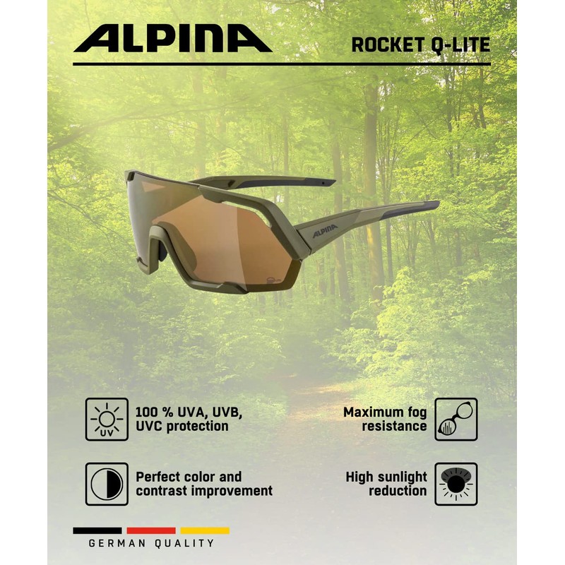 ALPINA ROCKET Q-LITE Mirrored, Contrast Enhancing & Anti-Fog Sports &