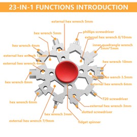 Aokelily 23-in-1 Snowflake Multi-Tool 2 Pack Stainless Steel Multitool Handy Bottle Opener Screwdriver Multifunctional Portable Gadgets Outdoor Camping Durable and Portable Gifts (Red)