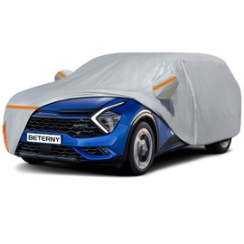 BETERNY BETERNY Car Cover for 2010-2025 Kia Sportage, Waterproof Custom-fit All Weather Sun Rain UV Dust Snow Wind Protection Outdoor Indoor Sportage Full Car Cover with Door Zipper and Cotton Lining-Grey