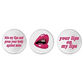 A&T Designs Set 3 Bite My Kissable Sexy Flirty Pink Lips 3" Sew On Patches