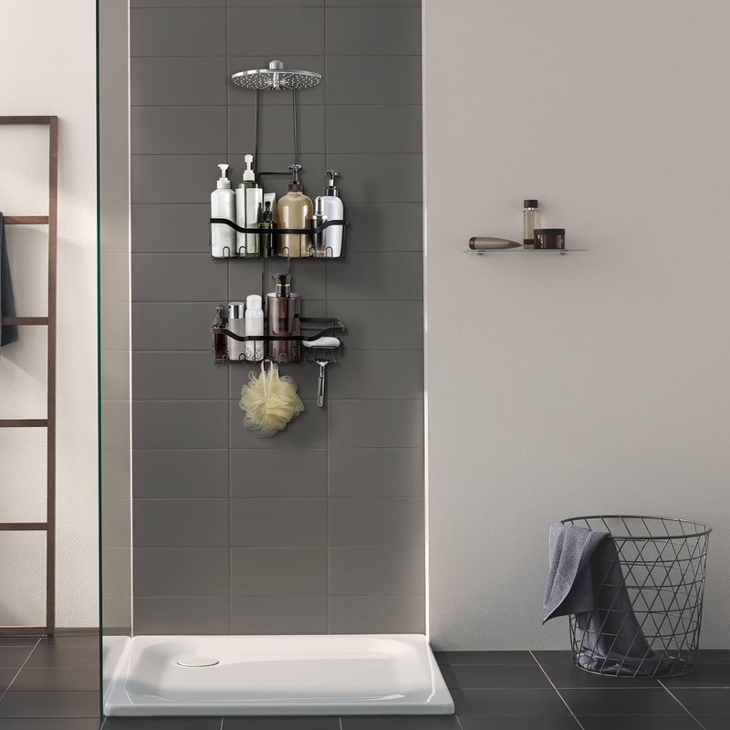 Joqixon Shower Caddy, UPGRADED Extended Length Shower Caddy Over Shower