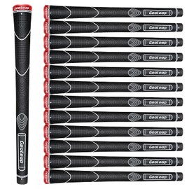 Geoleap Glory-T Rubber Golf Grips, Set of 13, Standard/Medium, 6 Color Options, Thumb Pattern, Soft Feel, Non-Slip, Comfortable Hybrid Golf Club Grip (Standard, Black)
