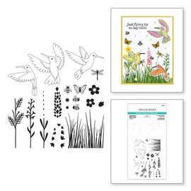 SPELLBINDERS PAPERCRAFTS, INC Spellbinders Stamp & Die Set by Bibi Cameron-Hummingbird Build A Scene, Metal