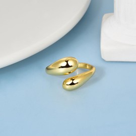 Minimalist Gold Teardrop Chunky Rings 925 Sterling Silver Thumb Ring Adjustable Open Ring Stackable Finger Rings for Women Friend Gift