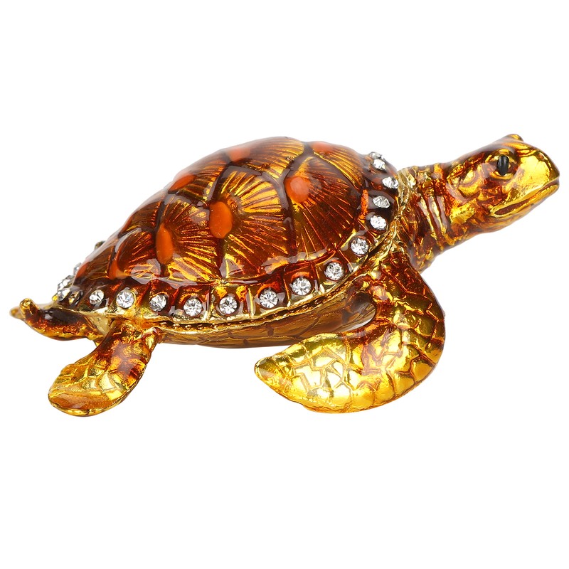 Tortoise Figurine Electroplated Turtle Jewelry Trinket Storage Box Ornament with