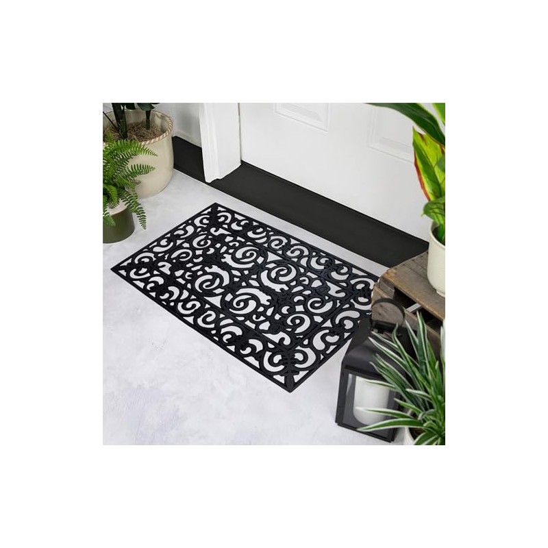 Northlight Scroll Design with Open Back Rectangular Welcome Door Mat