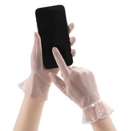 Mawjom Women Lace Short Gloves for Sun Protection Girls Non-Slip Touch Screen Gloves