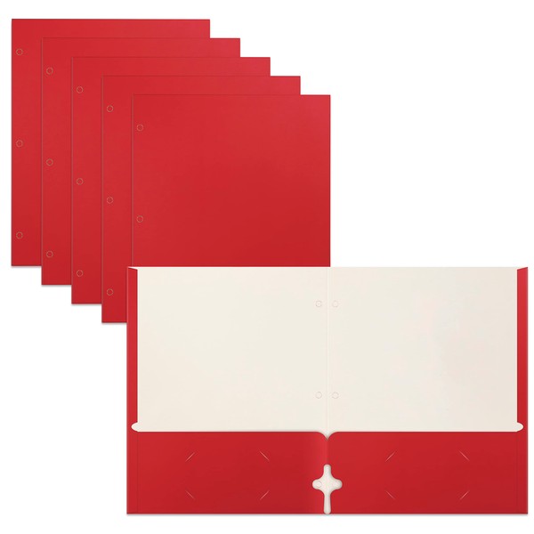 Two Pocket Portfolio Folders, 50-Pack, RED, Letter Size Paper Folders, by Better Office Products, 50 Pieces, Red