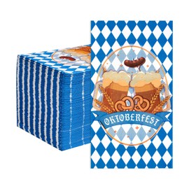100 Pcs Oktoberfest Paper Napkins 3-Ply Disposable Bavarian Blue and White Checkered Napkins Oktoberfest Luncheon Beverage Napkins for Oktoberfest Decorations Party Supplies Beer Holiday Table Decor