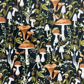 Serafina Home Mushroom Fleece Throw Blanket: Floral Forest Black Brown Beige and White, 50" x 70"