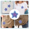 3pcs Denim Star Iron on Patches, 2.55in, Purple