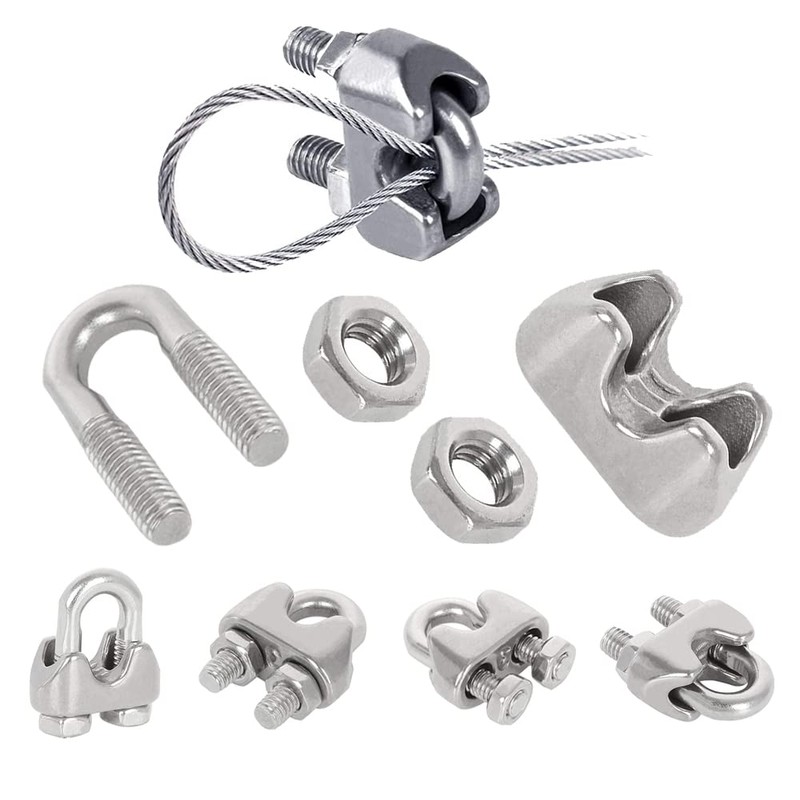 Leaum 36 Piece Wire Rope Clamp Set, with Wire Rope