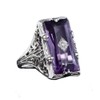 LRGKMCWTOB 925 sterling silver large amethyst ring square cut gemstone
