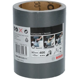 Bosch Professional 1x Sanding Roll SiC (for Coated material, Lacquer, Waterproof, 93 mm x 5 m, P400, Accessory Hand Sanding)