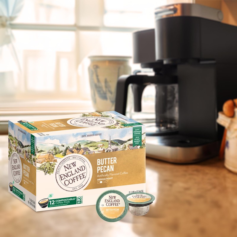 New England Coffee Butter Pecan Medium Roast Single Serve Pods,
