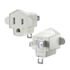 2 Prong to 3 Prong Outlet Adapter, SUPERDANNY ETL Listed 3-2 Prong Adapter, Fire-Retardant (392℉) PBT Material, Heavy Duty Wall Plug Adapter for Old Homes, Travel to Japan (White (2-Pack))