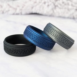 Knot Theory Trinity Silicone Ring for Men - Smooth Silver Size 10, Breathable Comfort Fit 8mm Bandwidth