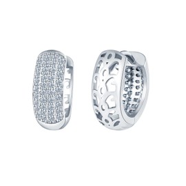 VIKILEE Half Zircon and Skeleton Carving Hoop Earrings Women's Earrings Silver 925, Gold/Silver/Rose Gold Hypoallergenic Hoop Earrings, Thick, Lightweight, Wide Cartilage Huggie Earrings, Fashion