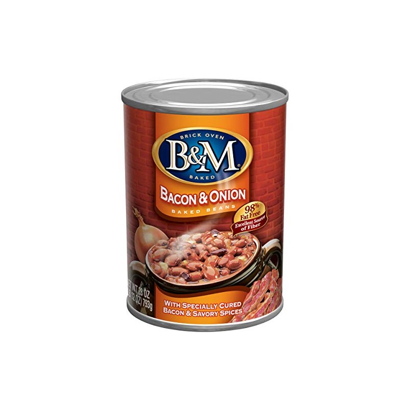 B&M Baked Beans, Bacon & Onion, 28 Ounce (Pack of
