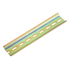 sourcing map 1 Pcs DIN Rail Slotted Iron Mounting Guide 6"(150mm) Long 35mm Wide 7.5mm High Bronze Tone