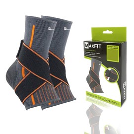 MAXFIT Tobillera de Compresión 1 Unidad, Protección Tobillos, Calcetines , Tobillera Deportiva Ortopédica, Tobilleras Gym, para Basquetbol, Esguince, Talon de Aquiles, Tobillera para Mujeres y Hombres, Mod HH003 (Naranja, Large)