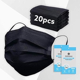 Black Disposable Face Mask | 3 Ply Protection Layer | Face Dust Cover for Indoor Work Restaurant Server Mask | Outdoor (20pcs-BLACK)
