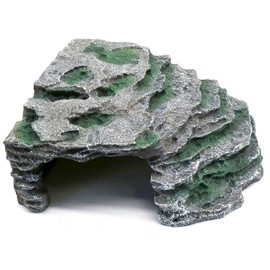 Large Reptile Hide Shale Scape Step Ledge, Reptile Cave Hideout, Bearded Dragons Accessories, Basking Rocks for Bearded Dragons (Large-B-11.8 * 9.8 * 5.3)