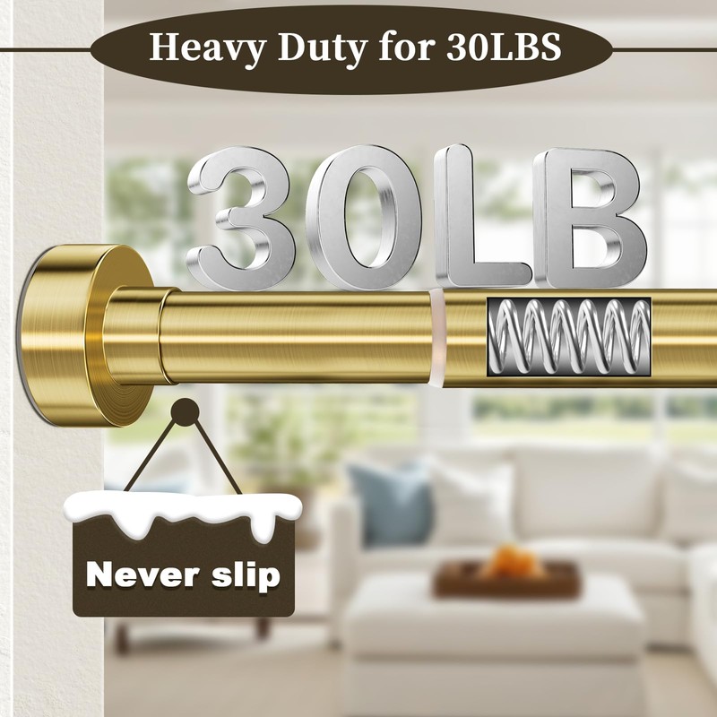 YNL Shower Curtain Rod 34-96 Inches, Non-Slip, Never Rust, No