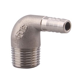 DERNORD 3/8" Hose Barb x 1/2" Male NPT Stainless Steel 90 Degree Elbow- Home Brew Pipe Fitting