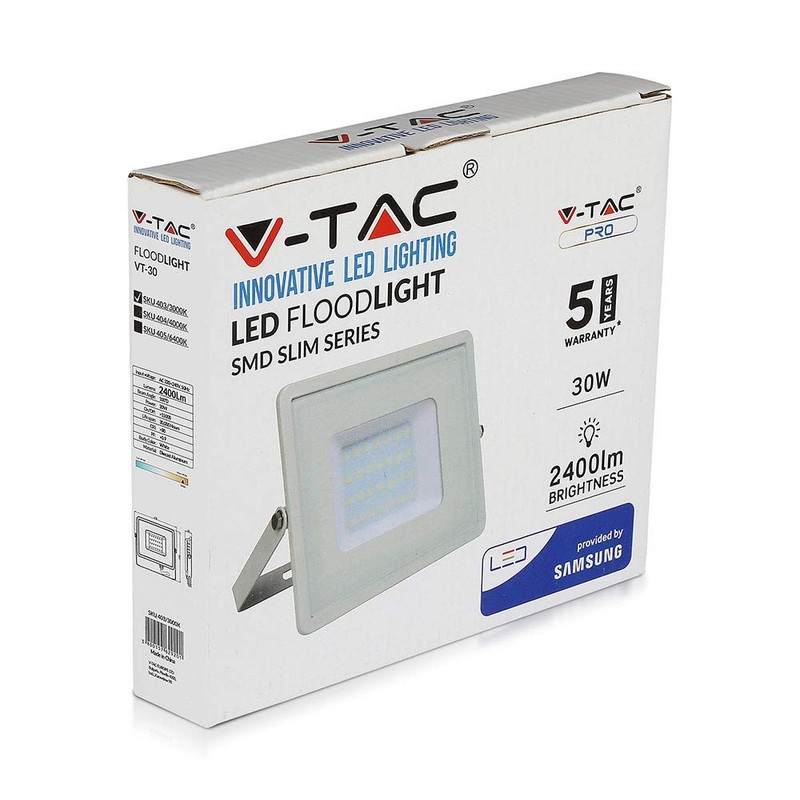 V-TAC LED Floodlight 30W 6400K White VT-30