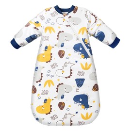 MIKAFEN Baby Sleeping Bag Long Sleeves Winter 3.5Tog 100% Organic Cotton Sleeping Bag (28-32in/6-14 Months)