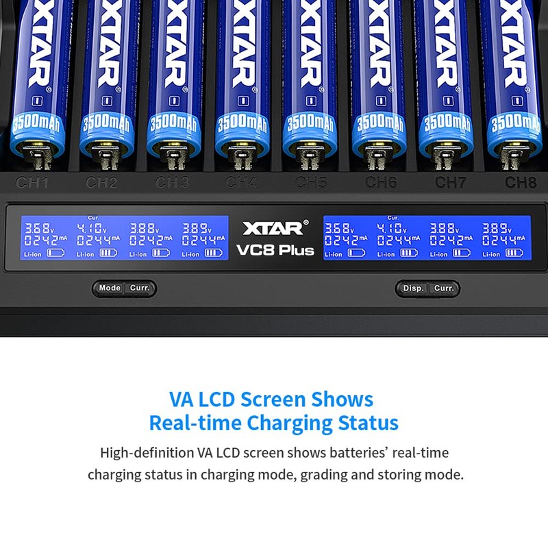 8 bays 21700 18650 Battery Charger XTAR New VC8 Plus