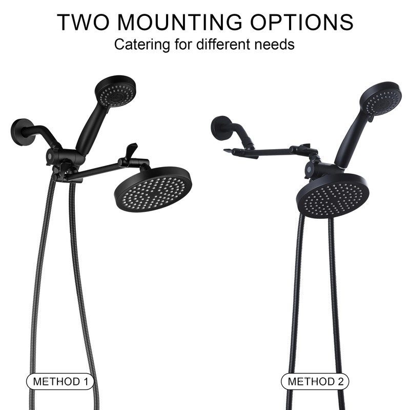 LIWEIKE 2 Handle Shower Faucet Matte Black Two Handles Shower