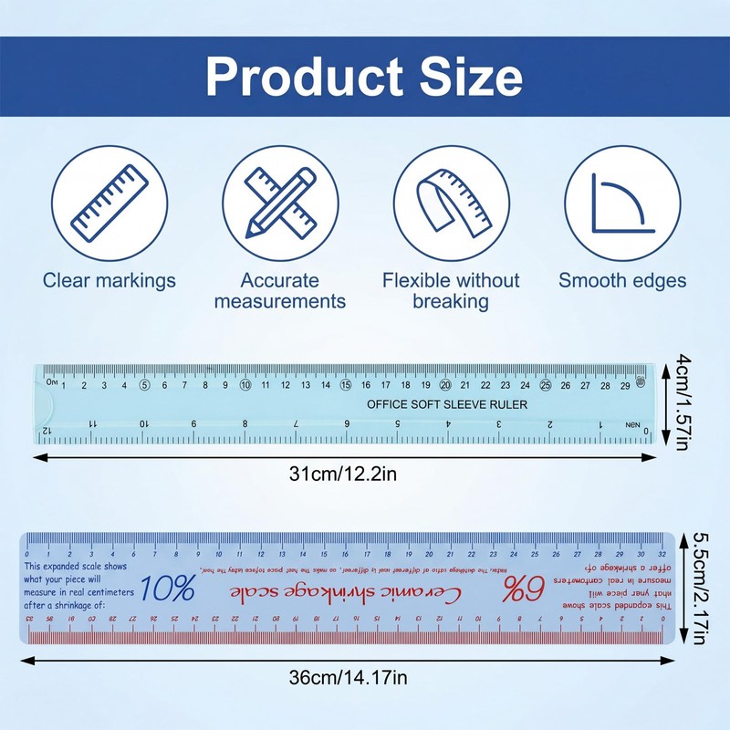 Ceramic Shrinkage Scale Ruler Set, 2 Pcs Pottery Clay Sculpture