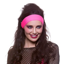 Wicked Costumes Adults 80's Neon Pink Headband - Fancy Dress Accessory