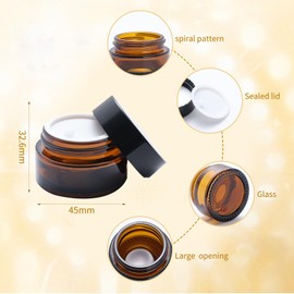Pack of 15 Brown Glass Ointment Jars, 20 ml Amber Glass Empty Jar, Cream Container, Small Container with Lid, Travel Sample Container, Cream Jars for Filling Cosmetics, Lotions, Creams